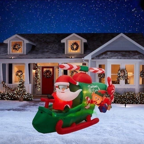 Gemmy Inflatables Inflatable Party Decorations 9' Santa Helicopter w/ Hanging Elfe by Gemmy Inflatables 118337 - 882497