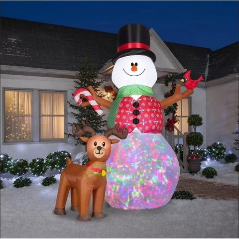 Gemmy Inflatables Lawn Ornaments & Garden Sculptures 10' Animated Kaleidoscope Snowman w/ Friends by Gemmy Inflatables 289995 - 880731