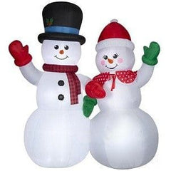 Gemmy Inflatables Lawn Ornaments & Garden Sculptures 10' Giant Christmas Snowman Couple Scene by Gemmy Inflatables 112156 10' Snowman Couple Holding "Snuggle is Real" Banner SKU# 112789