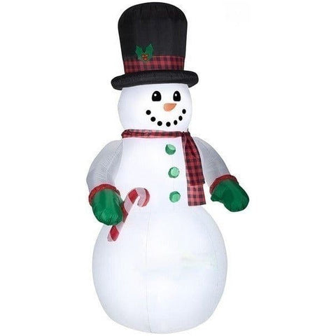 Gemmy Inflatables Lawn Ornaments & Garden Sculptures 10' Snowman w/ Top Hat and Candy Cane by Gemmy Inflatables 10' Christmas Giant Snowman w/ Top Hat Gemmy Inflatables SKU# 114586