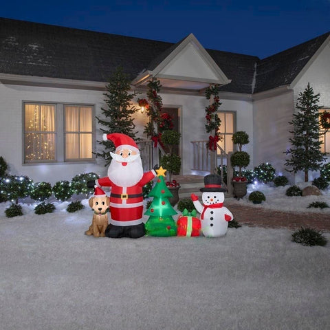 Gemmy Inflatables Lawn Ornaments & Garden Sculptures 6 1/2'  Santa Puppy &Snowman Collection Scene Gemmy Inflatables 117328