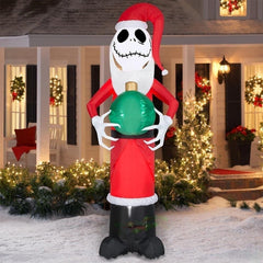 8.5' Nightmare Before Christmas Jack Skellington As Santa Holding An Ornament by Gemmy Inflatable