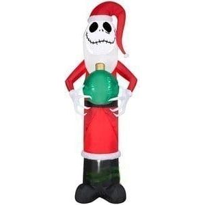 Gemmy Inflatables Seasonal & Holiday Decorations 8.5' Before Christmas Jack Skellington As Santa Holding An Ornament by Gemmy Inflatable 5.5' Nightmare Christmas Jack Skellington Red Suit Gemmy Inflatable