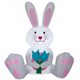 5' Inflatable  Easter Bunny Holding 2 Blue Flowers by Gemmy Inflatable
