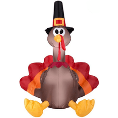 Gemmy Inflatables Thanksgiving Inflatables 5' Gemmy Airblown Inflatable Turkey w/ Pilgrim Hat by Gemmy Inflatables 781880204367 73774 5' Gemmy Airblown Inflatable Turkey w Pilgrim Hat by Gemmy Inflatables