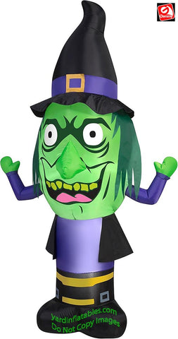 7' Gemmy Airblown Inflatable Halloween Stumpy Head Witch
