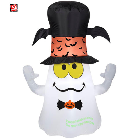 3 1/2' Gemmy Airblown Inflatable Halloween Ghost w/ Bat Top Hat
