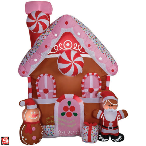 8.5' Gemmy Animated Airblown Inflatable Christmas Gingerbread House w/ Spinning Peppermint