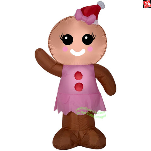 4' Gemmy Airblown Inflatable Christmas Gingerbread Woman w/ Winter Outift