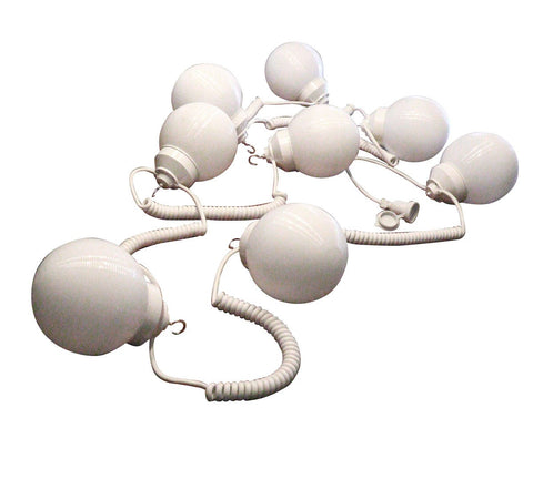 8 Globe Light Set - White with White Curly Cord