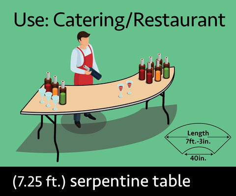 7.25 Foot Serpentine Wood Folding Table
