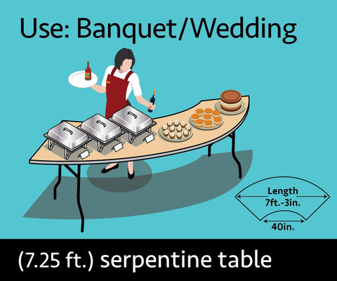 7.25 Foot Serpentine Wood Folding Table