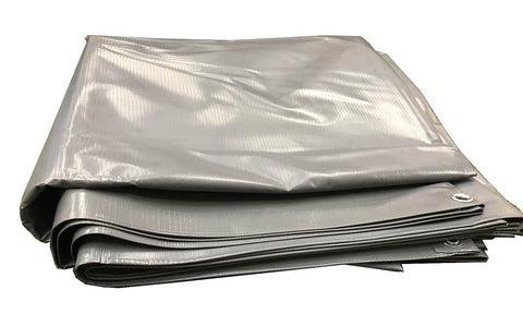 10' x 20' Heavy Duty Waterproof PVC Vinyl Tarp - Gray