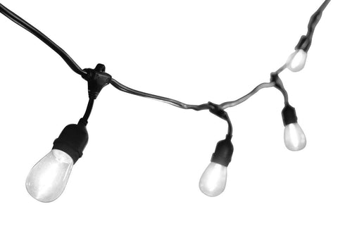 48' Outdoor LED String Light Set with Warm White S14 Bulbs for Patio, Tent, and Event Lighting