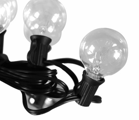 Monaco 25-Foot String Light Set with 25 G40 Incandescent Bulbs with Black Cord for Indoor & Outdoor Use