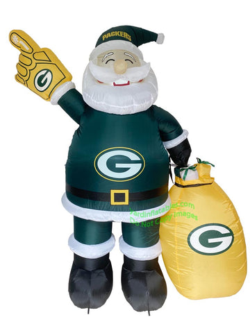 7' Air Blown Inflatable NFL Green Bay PACKERS Santa Claus