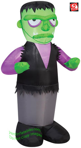 3.5' Gemmy Airblown Inflatable Halloween Green Monster w/ Black Vest