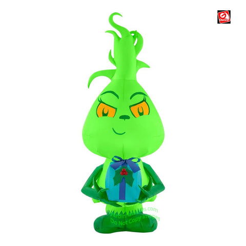 5' Gemmy Airblown Inflatable Christmas Dr. Seuss' Grinch as Child holding Present