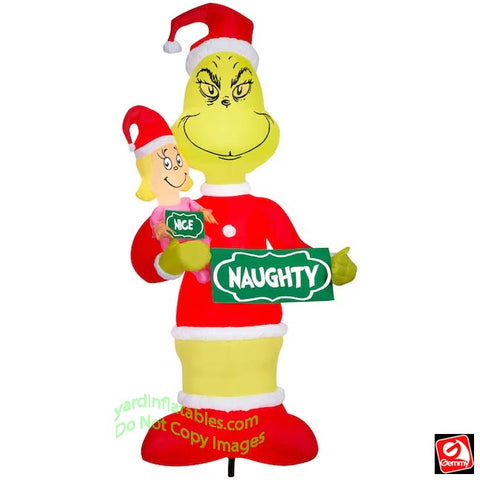 8' Gemmy Airblown Inflatable Dr. Seuss' Grinch w/ Cindy Lou Who w/ Signs