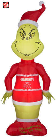 5 1/2' Gemmy Airblown Inflatable Grinch w/ Naughty or Nice Sweater