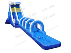 15'H Modular Retro Rainbow Inflatable Water Slide with Blower and Dinosaur Art Panel by POGO