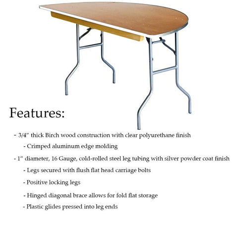 60" Half Round Wood Table