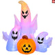 5' Gemmy Airblown Inflatable Ghost Trio and Pumpkin Scene w/ Rainbow Wave Lights