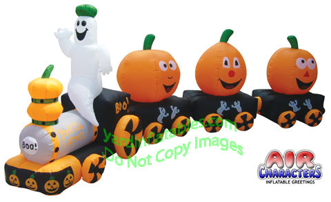 14.5' Air Blown Inflatable Halloween Pumpkin Train