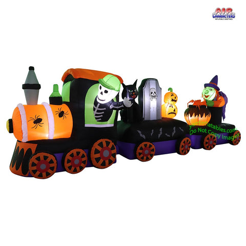 11' Air Blown Inflatable Halloween Train w/ Skeleton, Tombstone, and Witch