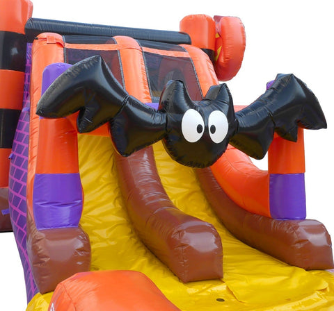 Halloween Pumpkin, Double Water Slide Bounce House with Blower