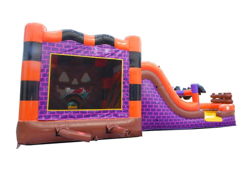 Halloween Pumpkin, Double Water Slide Bounce House with Blower