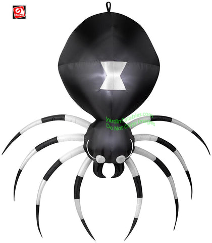 7' Gemmy Airblown Inflatable Hanging Black & White Spider