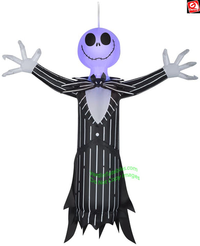 4' Gemmy Airblown Halloween Hanging Jack Skellington w/ Blinking light