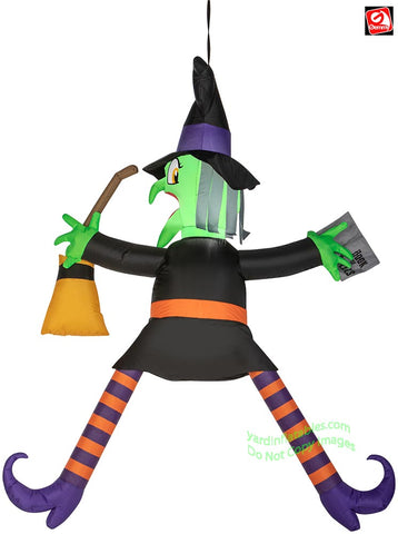 5' Gemmy Airblown Inflatable Halloween Hanging Crashing Witch w/ Spell Book