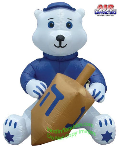 11' Air Blown Inflatable Hanukkah Bear w/ Dreidel  by Gemmy Inflatables