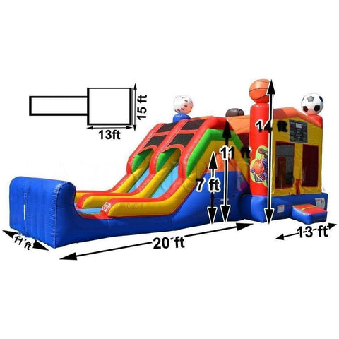 Happy Jump Inflatable Bouncers 14'H 5in1 Super Combo Double Lane Sports Theme by Happy Jump 781880277439 CO2183 14'H 5in1 Super Combo Double Lane Sports Theme Happy Jump SKU# CO2183