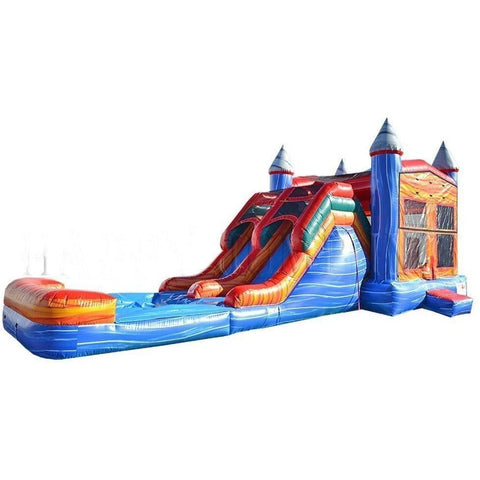 Happy Jump Inflatable Bouncers 15'H 5in1 Super Combo Double Lane with Pool (Marble) by Happy Jump 781880277484 CO2190-1M