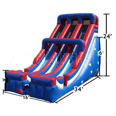 24'H Double Lane Slide - Patriotic by Happy Jump
