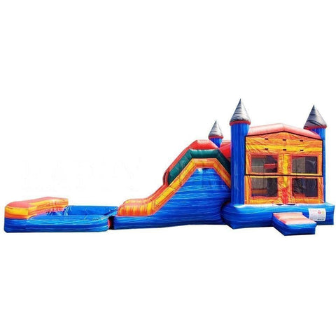 Happy Jump Water Parks & Slides 14'H 5in1 Super Combo Marble PLUS (Pool + Stopper) by Happy Jump 781880277392 CO2171-1M