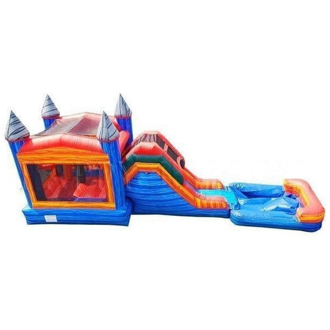 Happy Jump Water Parks & Slides 14'H 5in1 Super Combo Marble PLUS (Pool + Stopper) by Happy Jump 781880277392 CO2171-1M