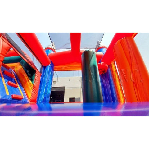 Happy Jump Water Parks & Slides 14'H 5in1 Super Combo Marble PLUS (Pool + Stopper) by Happy Jump 781880277392 CO2171-1M