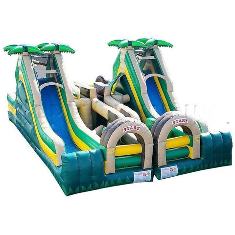 Happy Jump Water Parks & Slides 14'H Tropical Dual Lap Obstacle Challenge by Happy Jump 781880252511 IG5207 14'H Tropical Dual Lap Obstacle Challenge by Happy Jump SKU#IG5207