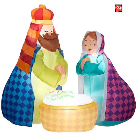 6' Gemmy Airblown Inflatable Harlequin Christmas Nativity Scene