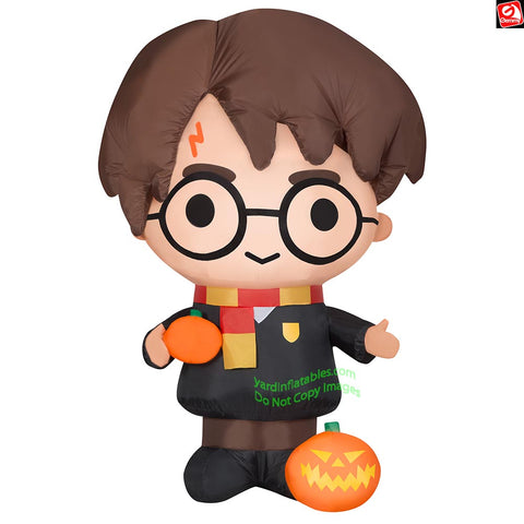 4.5' Gemmy Airblown Inflatable Halloween Harry Potter w/ 2 Pumpkins