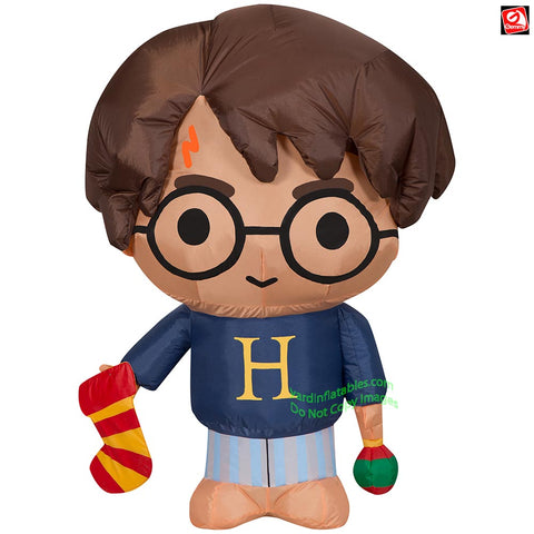 3' Gemmy Harry Potter w/ Christmas Stocking & Holly
