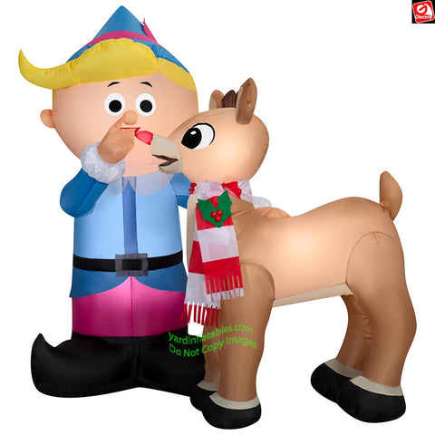 4' Gemmy Airblown Inflatable Christmas Hermey and Rudolph the Red Nose Reindeer Scene