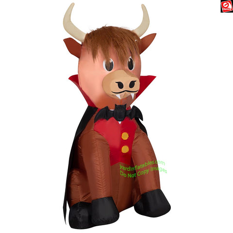 3.5' Gemmy Airblown Inflatable Halloween Highland Cow as Vampire