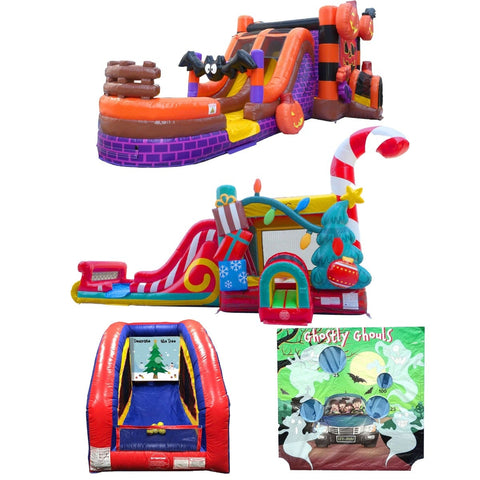 Holiday Inflatable Bounce House with Slide and Game Trio