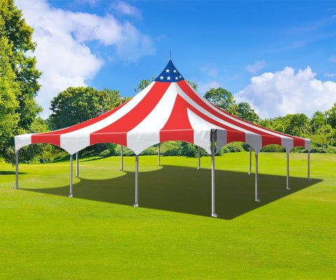 30' x 30' Premium High Peak Frame Party Tent - Red White and Blue