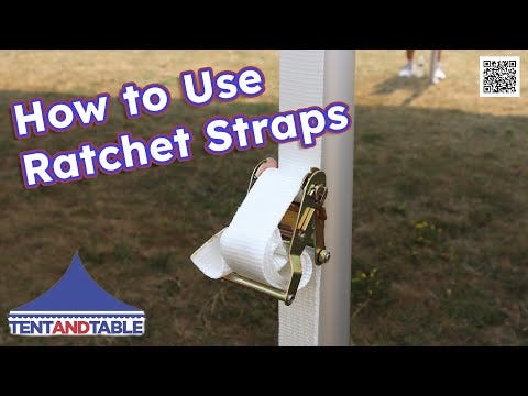 1.5" x 13' Ratchet Strap - White Tent Tie Down with S-Hook